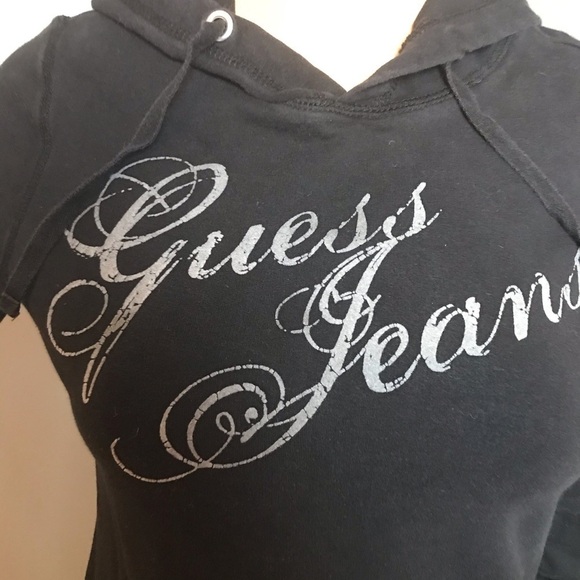Guess Jeans Black Hooded Sweatshirt – Size Small Petite - Picture 2 of 7